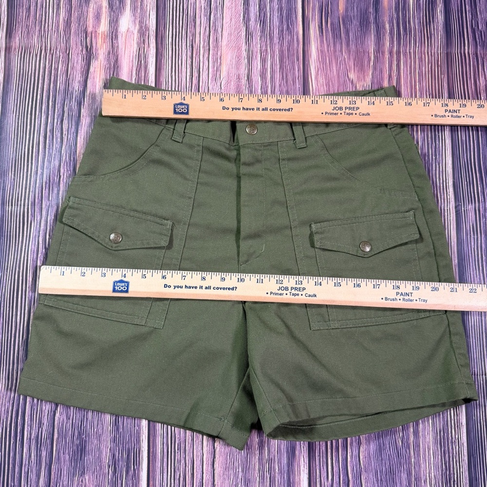 Vintage Boy Scout Uniform Short Shorts Khaki Green BSA Snap Pockets Size 32 - Picture 4 of 7